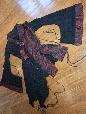 Gothic Kimono Jacket Dragon Brocade Fairy Goth Alternative Bell Sleeve Punk Rave